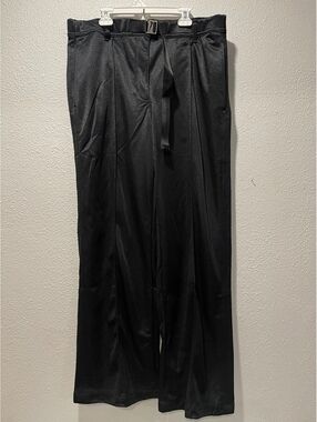 Nike Black Satin Wide Leg Pants with Belt Size Large
